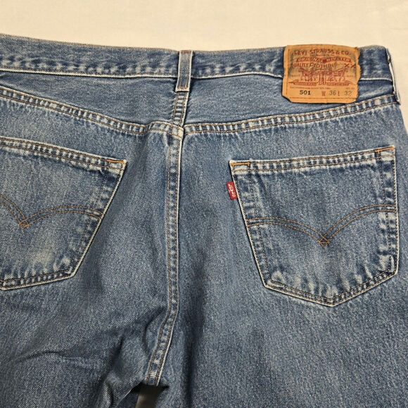 Levi's Vintage 501 Jeans Mens 36x32 Y2K Blue Button Fly Made in Mexico (34x30.5) - Picture 10 of 10